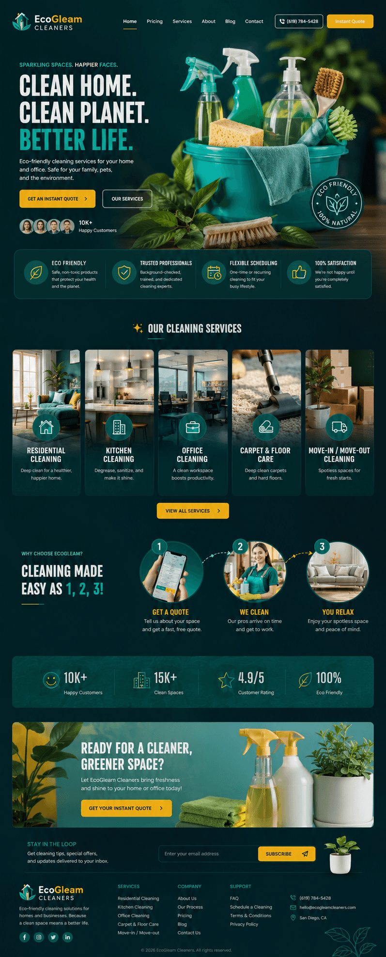 EcoGleam Cleaners - Cleaning Service website design preview