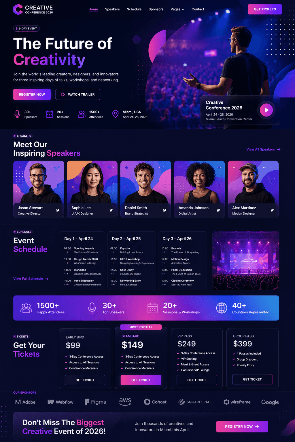 Ignite Creative Summit - Creative Conference website design preview