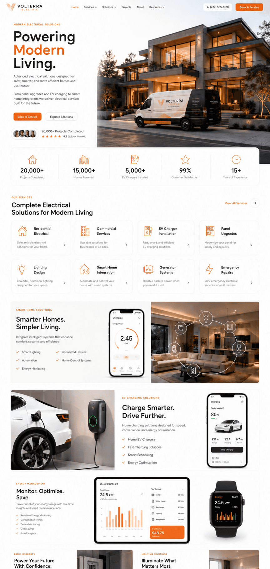 BrightWire Electric - Electrician website design preview