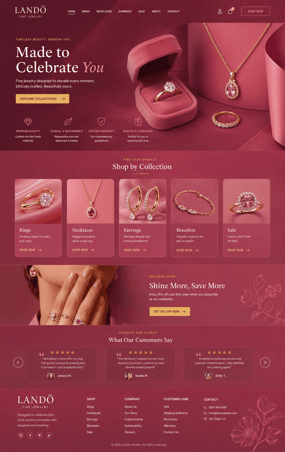 Lando - Jewelry Brand website design preview