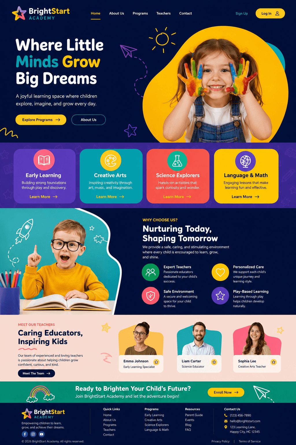 Bright Beginnings Academy - Kids School website design preview