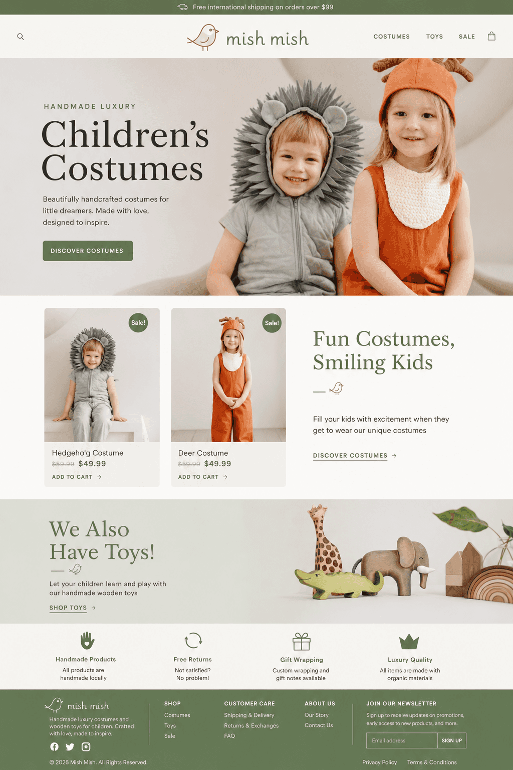 Wonderland Toy Co. - Kids Toys website design preview