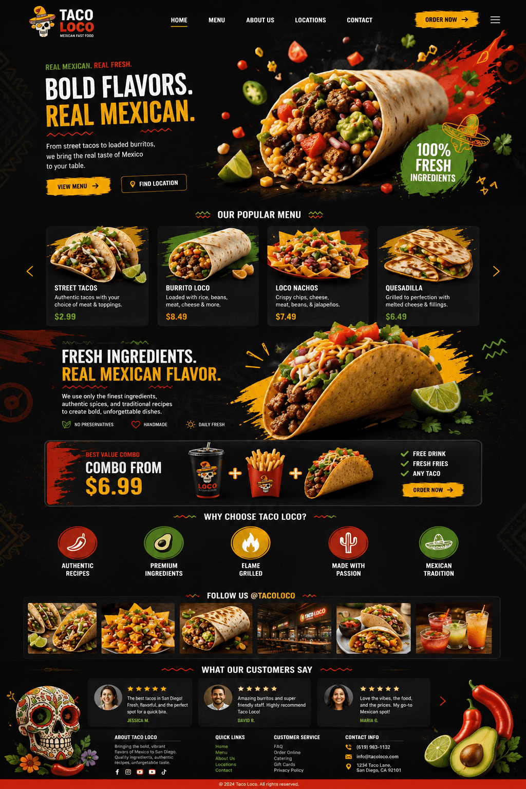 El Fuego Mexican Grill - Mexican Fast Food website design preview