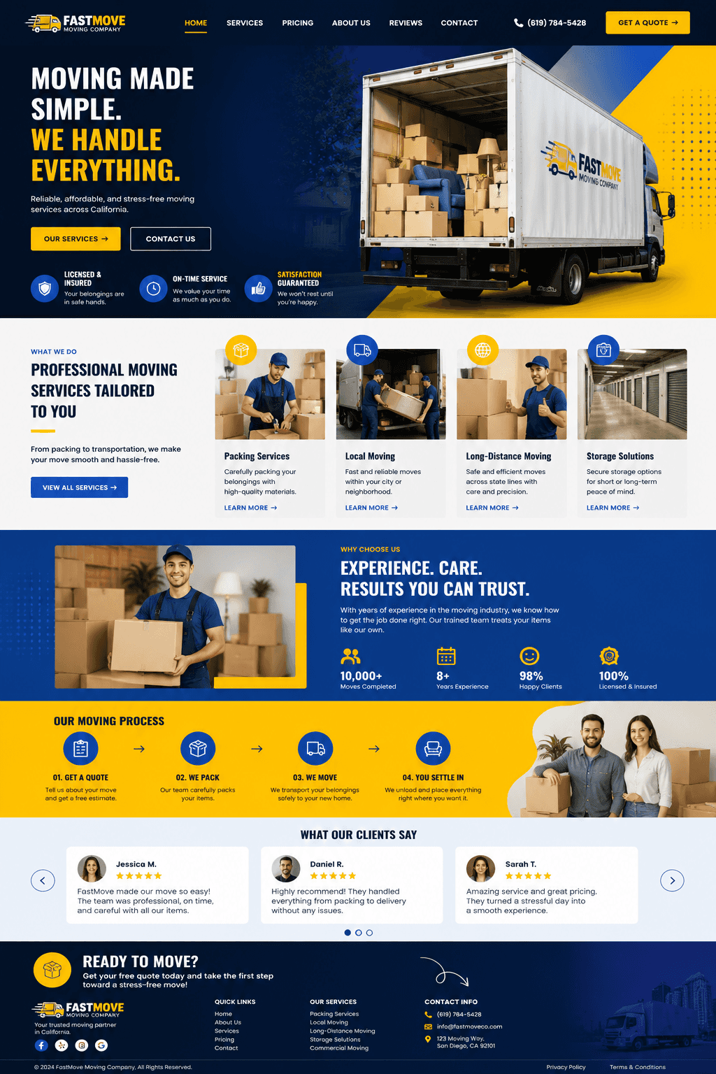 Pacific Movers - Moving Company website design preview