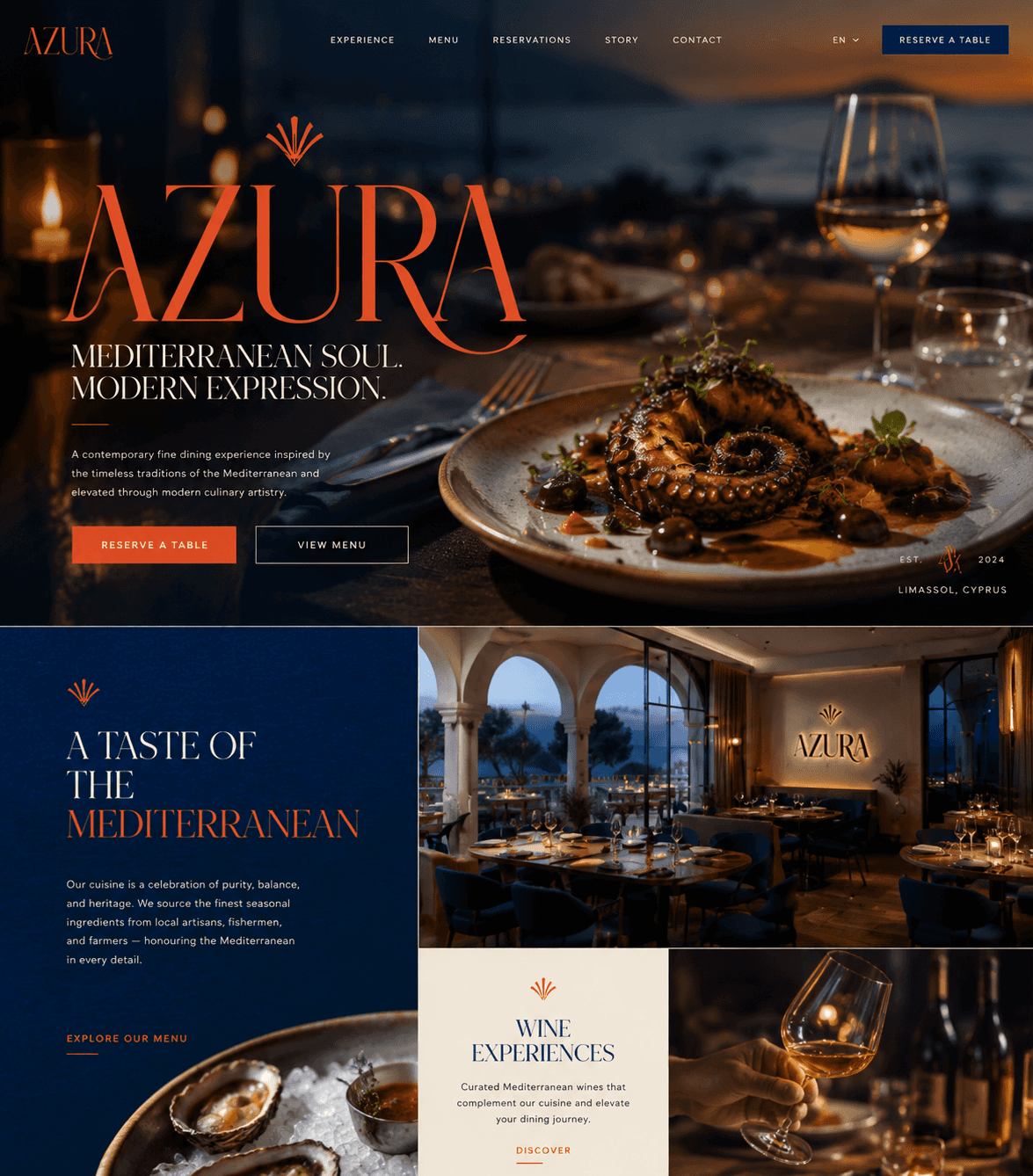 Amber & Oak Kitchen - Restaurant website design preview