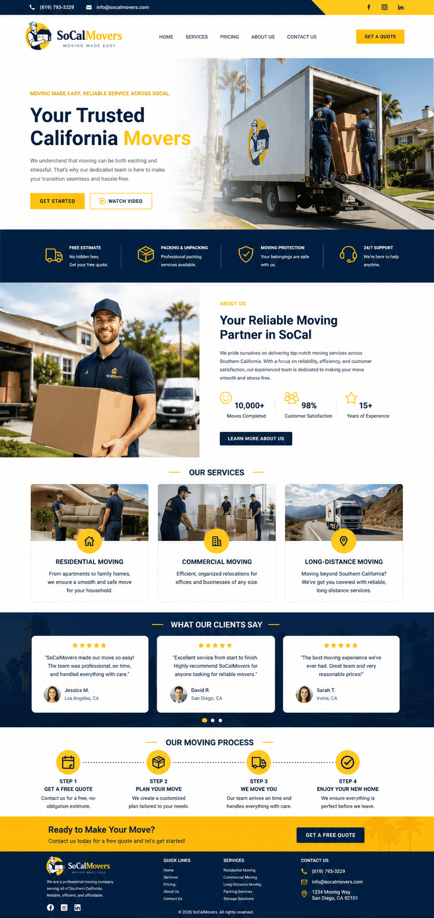 SoCal Movers - Moving Company website design preview