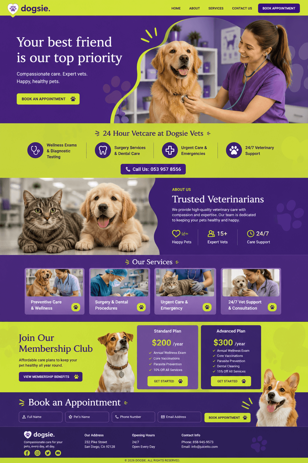 Dogsie Veterinary Center - Veterinary Center website design preview