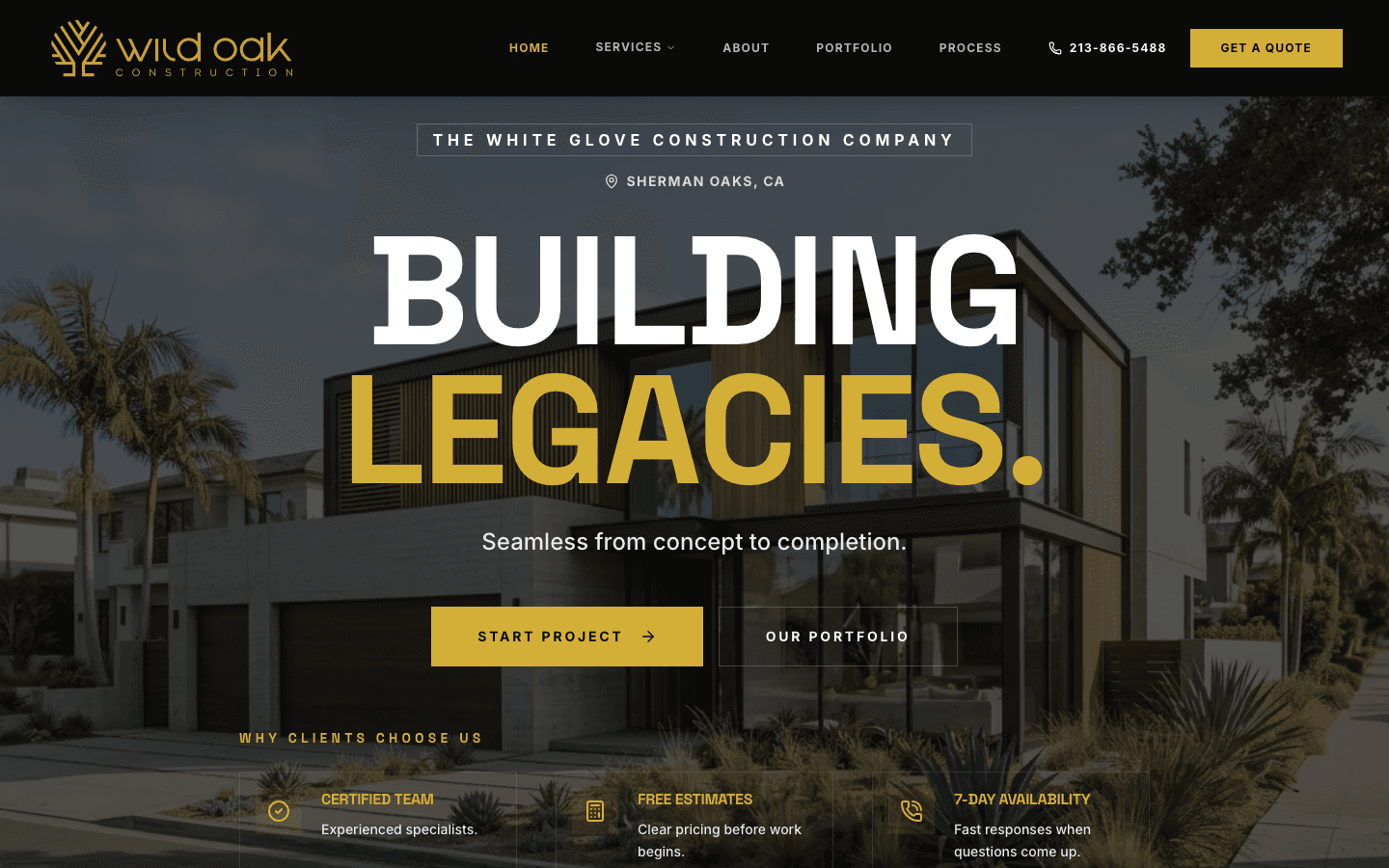Wild Oak Construction website