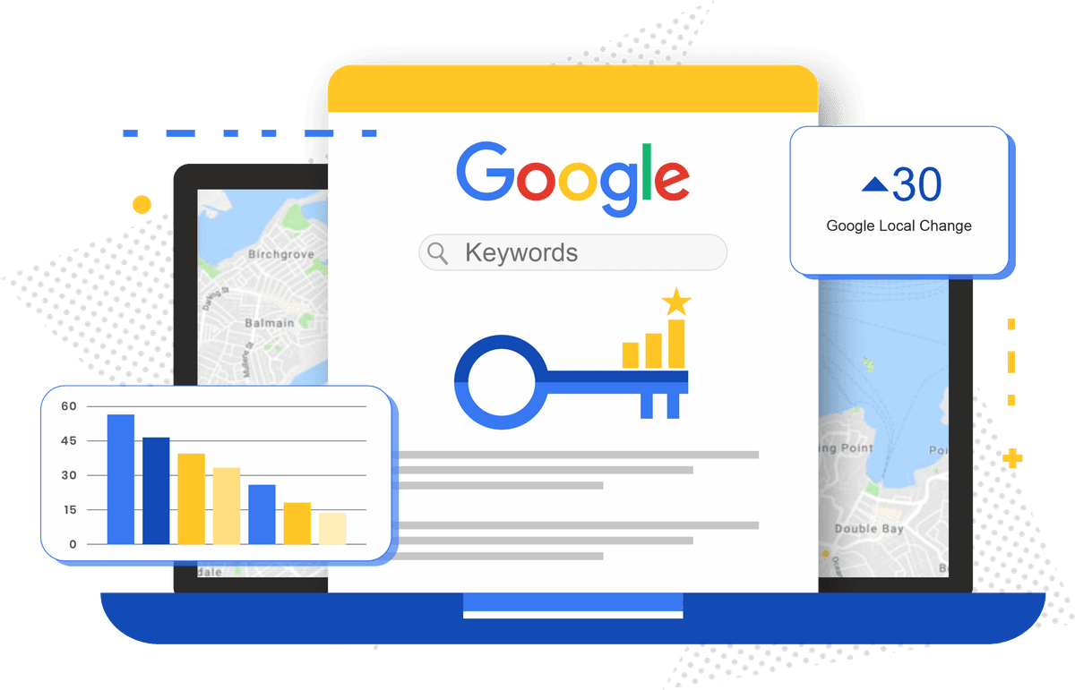 Keyword ranking growth on Google search results