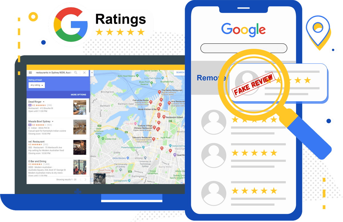 Scanning Google ratings and reviews across a business's listings